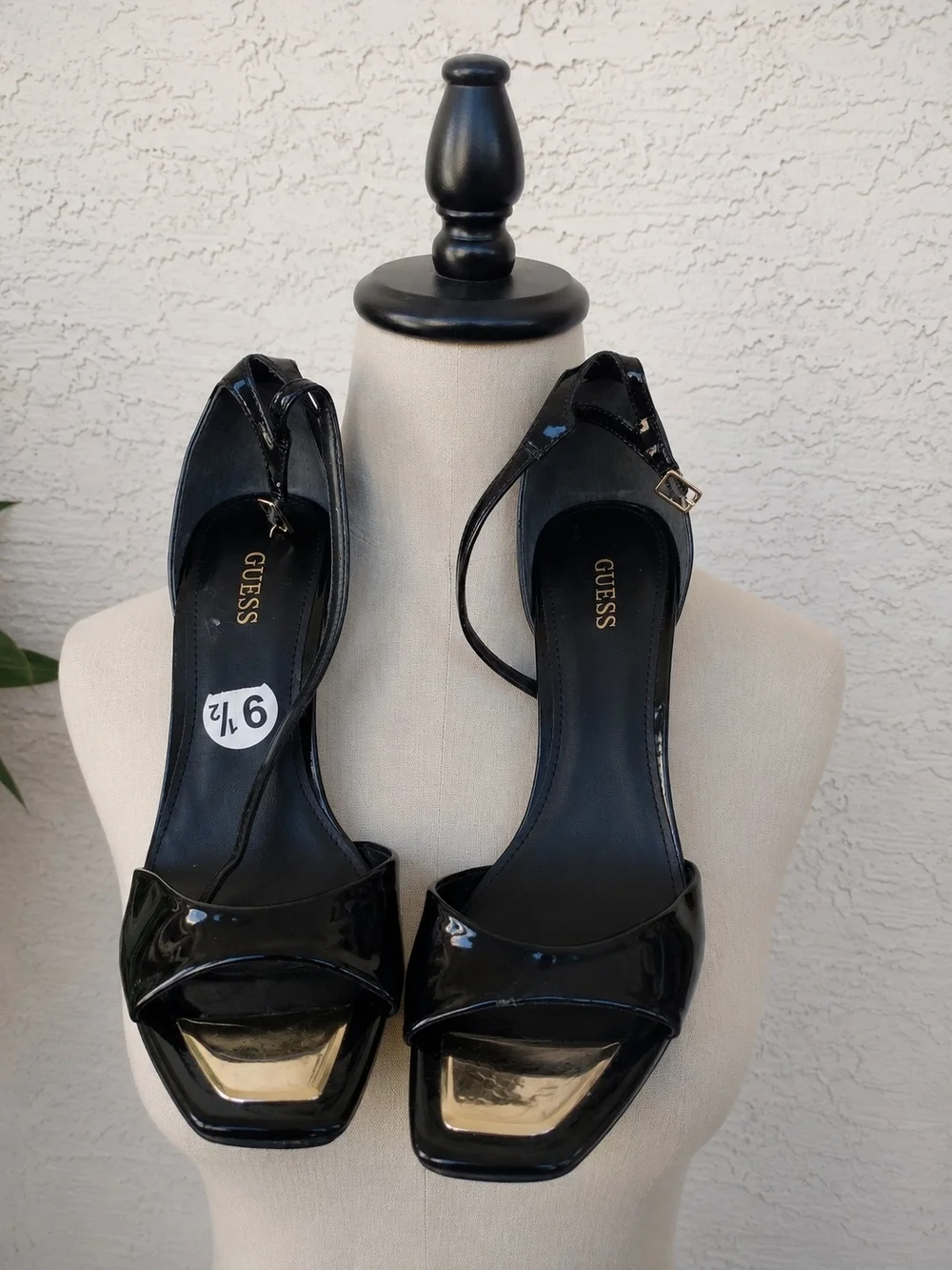 GUESS Black Patent Leather High Heel Sandals